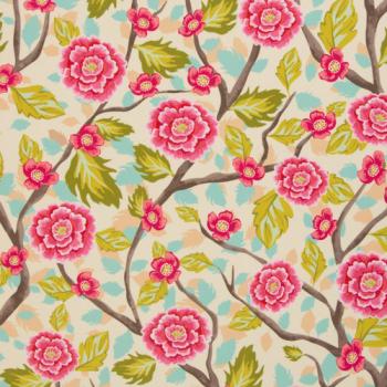 Dekodruck Boho Velvet Samt Blüten, Zweige Naturweiß by Bienvenido von Swafing